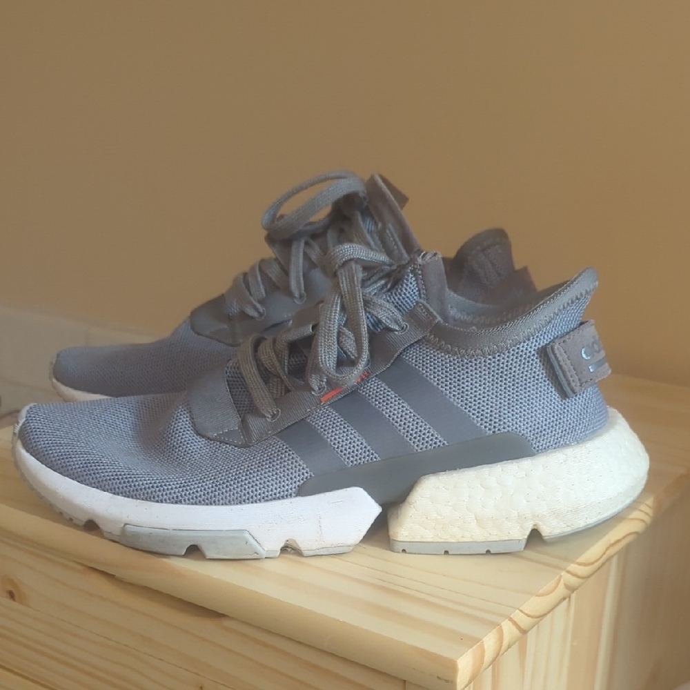 Adidas Gray and White Running Shoes